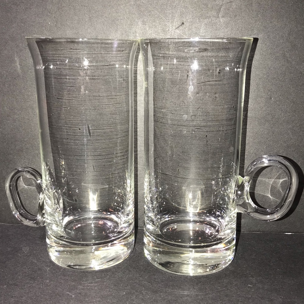 SET OF 2 VINTAGE GLASSES WITH HANDLE AT BOTTOM